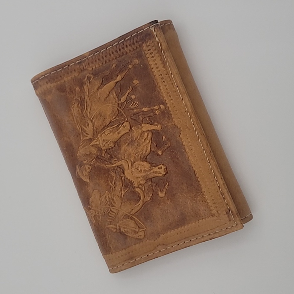 Vintage NEW Swank Western Trifold Lambskin Wallet Billfold